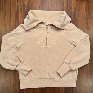 Varley Cream Ribbed Sweater Half Zip